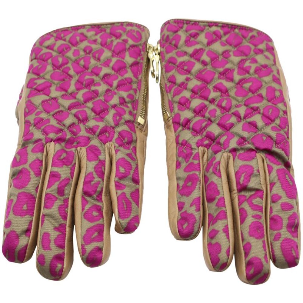 Mulberry Animal Print Gloves in Brown Leather